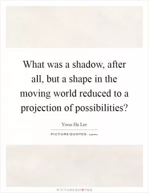 What was a shadow, after all, but a shape in the moving world reduced to a projection of possibilities? Picture Quote #1