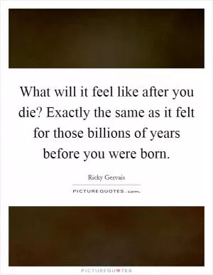 What will it feel like after you die? Exactly the same as it felt for those billions of years before you were born Picture Quote #1