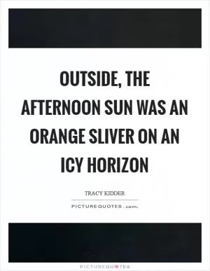 Outside, the afternoon sun was an orange sliver on an icy horizon Picture Quote #1
