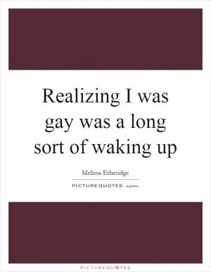 Realizing I was gay was a long sort of waking up Picture Quote #1