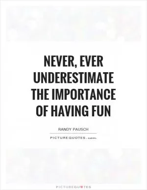 Never, ever underestimate the importance of having fun Picture Quote #1