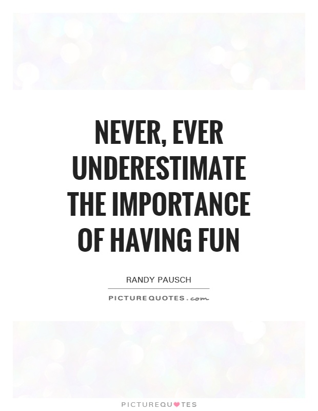 Never, ever underestimate the importance of having fun Picture Quote #1
