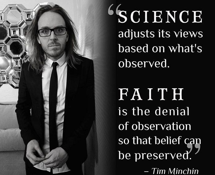 Science adjusts its views based on what's observed. Faith is the denial of observation so that belief can be preserved Picture Quote #1