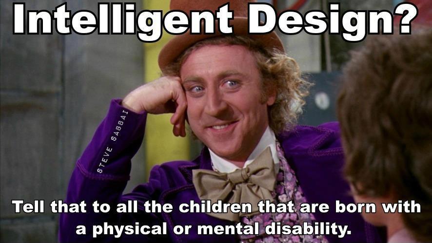 Intelligent Design? Tell that to all the children that are born with a physical or mental disability Picture Quote #1