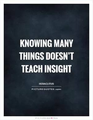 Knowing many things doesn’t teach insight Picture Quote #1