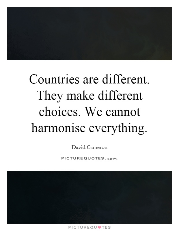 Countries are different. They make different choices. We cannot harmonise everything Picture Quote #1