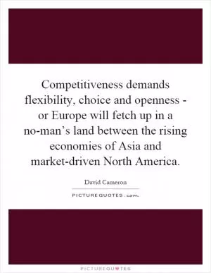 Competitiveness demands flexibility, choice and openness - or Europe will fetch up in a no-man’s land between the rising economies of Asia and market-driven North America Picture Quote #1