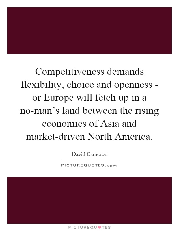 Competitiveness demands flexibility, choice and openness - or Europe will fetch up in a no-man's land between the rising economies of Asia and market-driven North America Picture Quote #1