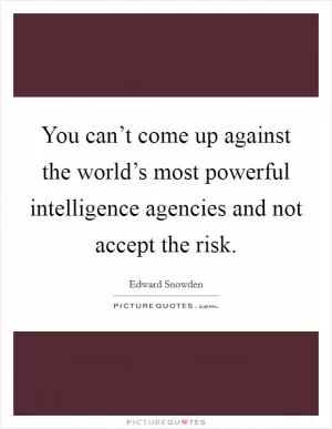 You can’t come up against the world’s most powerful intelligence agencies and not accept the risk Picture Quote #1