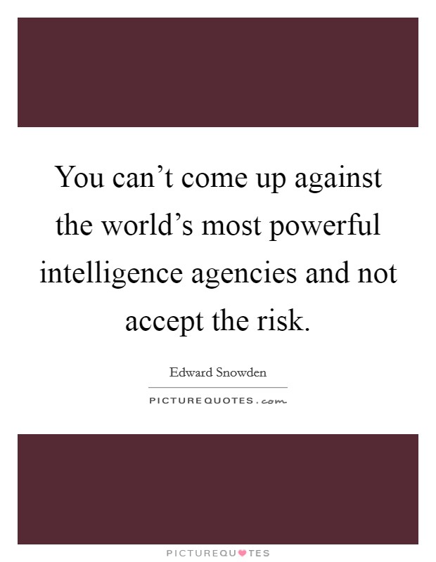 You can't come up against the world's most powerful intelligence agencies and not accept the risk. Picture Quote #1