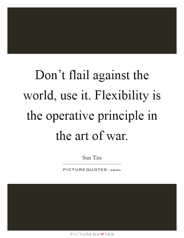 Don't flail against the world, use it. Flexibility is the operative principle in the art of war. Picture Quote #1