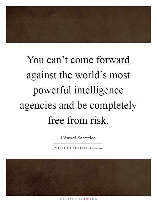 You can't come forward against the world's most powerful intelligence agencies and be completely free from risk. Picture Quote #1