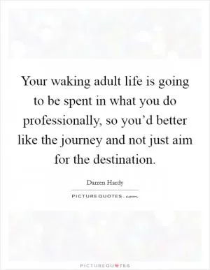 Your waking adult life is going to be spent in what you do professionally, so you’d better like the journey and not just aim for the destination Picture Quote #1