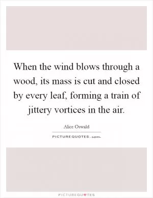 When the wind blows through a wood, its mass is cut and closed by every leaf, forming a train of jittery vortices in the air Picture Quote #1