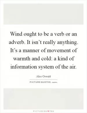 Wind ought to be a verb or an adverb. It isn’t really anything. It’s a manner of movement of warmth and cold: a kind of information system of the air Picture Quote #1