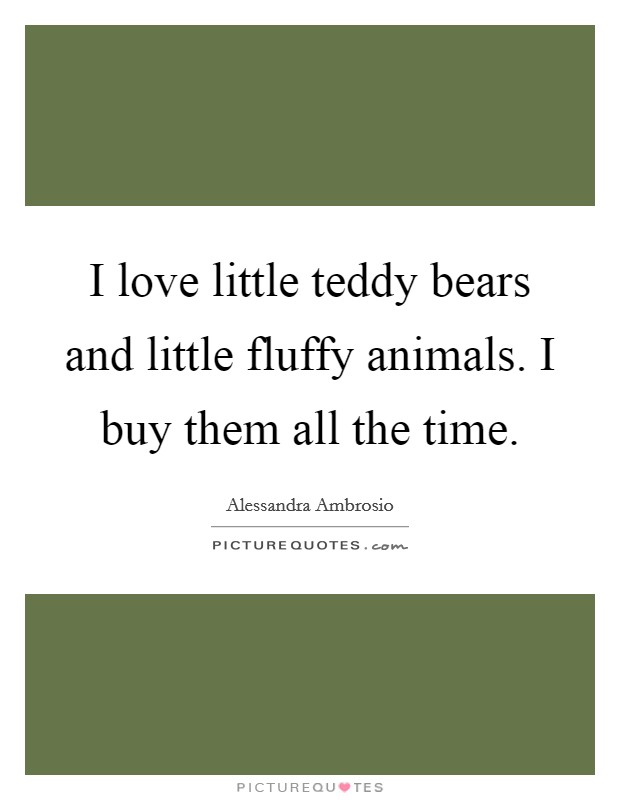 I love little teddy bears and little fluffy animals. I buy them all the time. Picture Quote #1