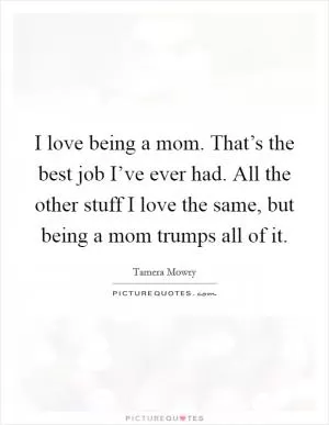 I love being a mom. That’s the best job I’ve ever had. All the other stuff I love the same, but being a mom trumps all of it Picture Quote #1