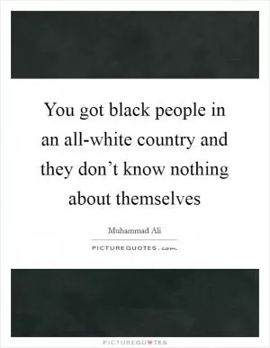 You got black people in an all-white country and they don’t know nothing about themselves Picture Quote #1