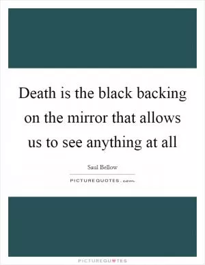 Death is the black backing on the mirror that allows us to see anything at all Picture Quote #1