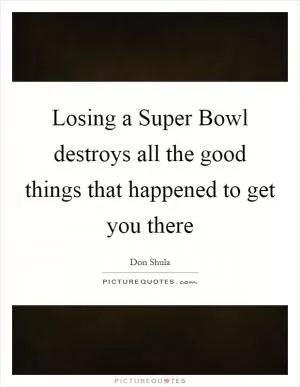 Losing a Super Bowl destroys all the good things that happened to get you there Picture Quote #1