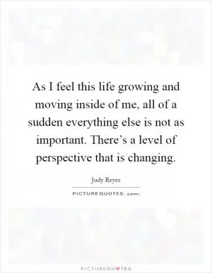 As I feel this life growing and moving inside of me, all of a sudden everything else is not as important. There’s a level of perspective that is changing Picture Quote #1