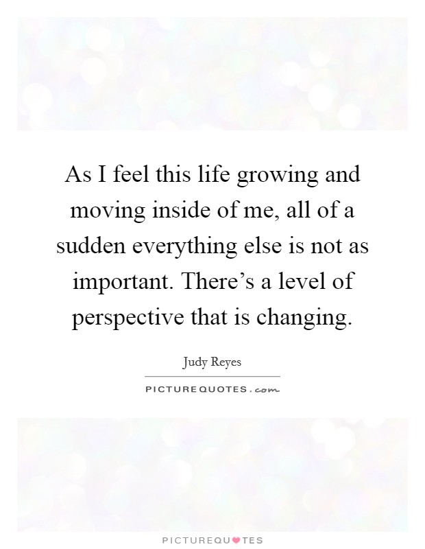 As I feel this life growing and moving inside of me, all of a sudden everything else is not as important. There's a level of perspective that is changing. Picture Quote #1