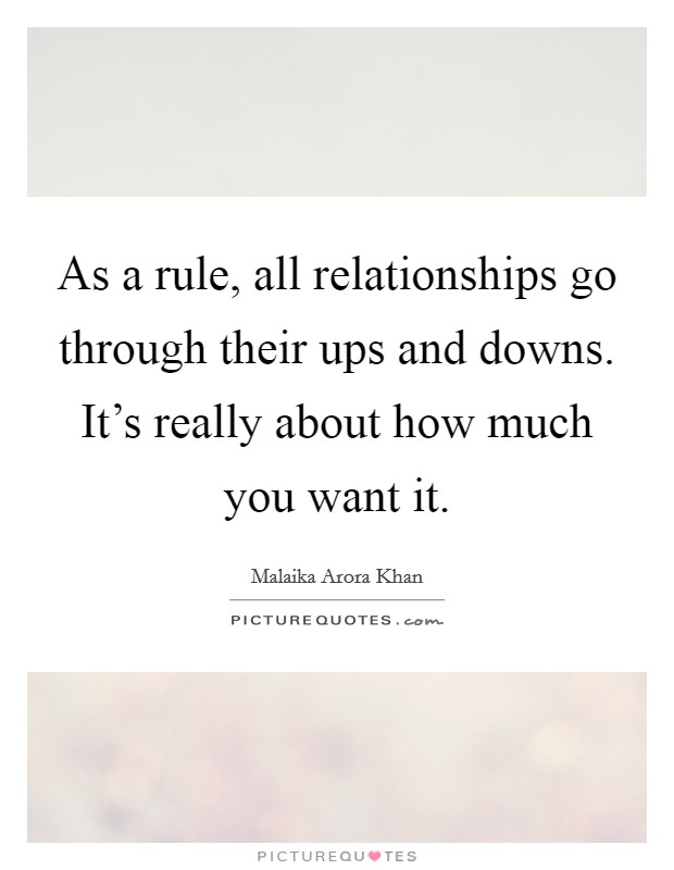 As a rule, all relationships go through their ups and downs. It's really about how much you want it. Picture Quote #1