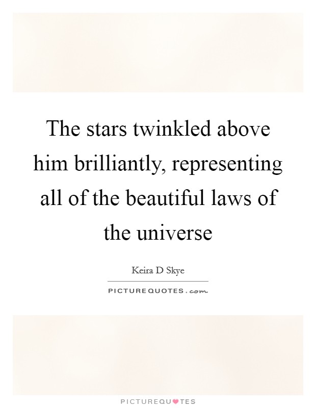 The stars twinkled above him brilliantly, representing all of the beautiful laws of the universe Picture Quote #1