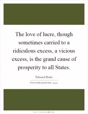 The love of lucre, though sometimes carried to a ridiculous excess, a vicious excess, is the grand cause of prosperity to all States Picture Quote #1