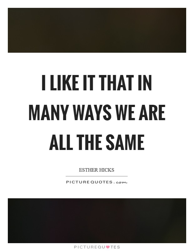I like it that in many ways we are all the same Picture Quote #1