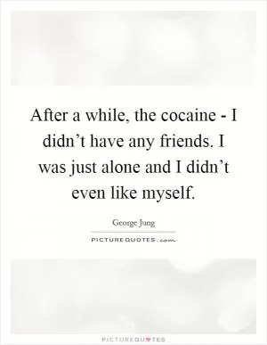 After a while, the cocaine - I didn’t have any friends. I was just alone and I didn’t even like myself Picture Quote #1