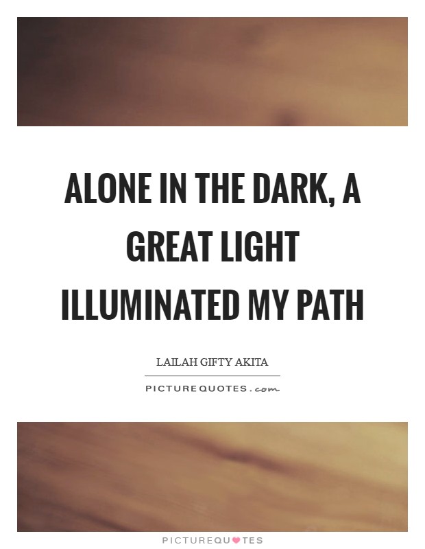 Alone in the dark, a great light illuminated my path Picture Quote #1