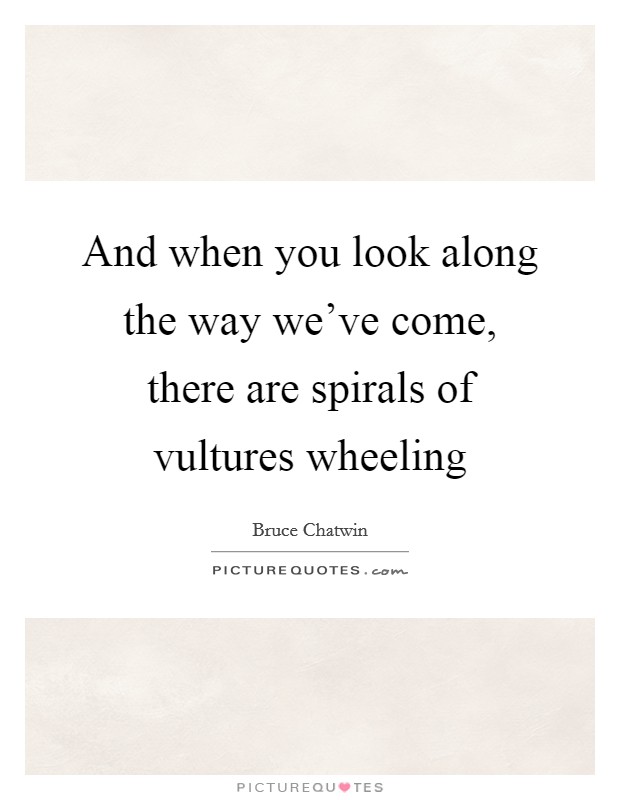 And when you look along the way we've come, there are spirals of vultures wheeling Picture Quote #1