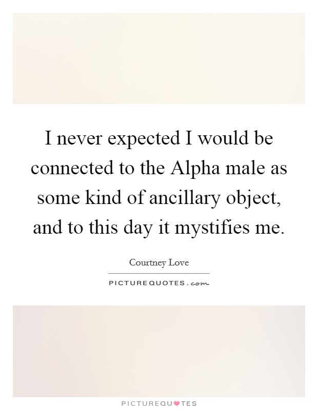 I never expected I would be connected to the Alpha male as some kind of ancillary object, and to this day it mystifies me. Picture Quote #1