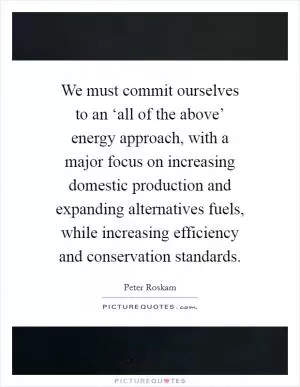 We must commit ourselves to an ‘all of the above’ energy approach, with a major focus on increasing domestic production and expanding alternatives fuels, while increasing efficiency and conservation standards Picture Quote #1
