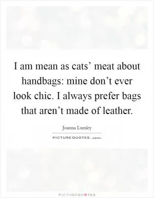 I am mean as cats’ meat about handbags: mine don’t ever look chic. I always prefer bags that aren’t made of leather Picture Quote #1