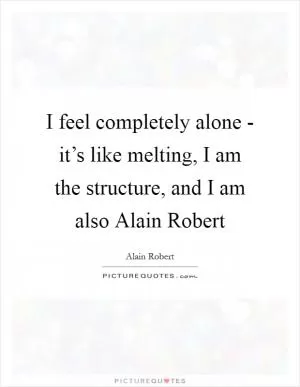 I feel completely alone - it’s like melting, I am the structure, and I am also Alain Robert Picture Quote #1