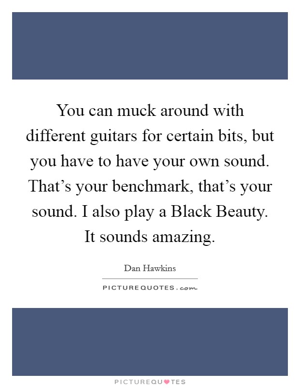 You can muck around with different guitars for certain bits, but you have to have your own sound. That's your benchmark, that's your sound. I also play a Black Beauty. It sounds amazing. Picture Quote #1