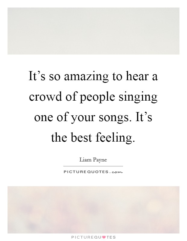 It's so amazing to hear a crowd of people singing one of your songs. It's the best feeling. Picture Quote #1