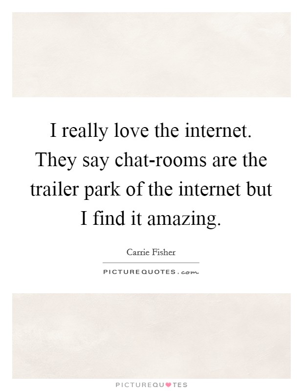 I really love the internet. They say chat-rooms are the trailer park of the internet but I find it amazing. Picture Quote #1