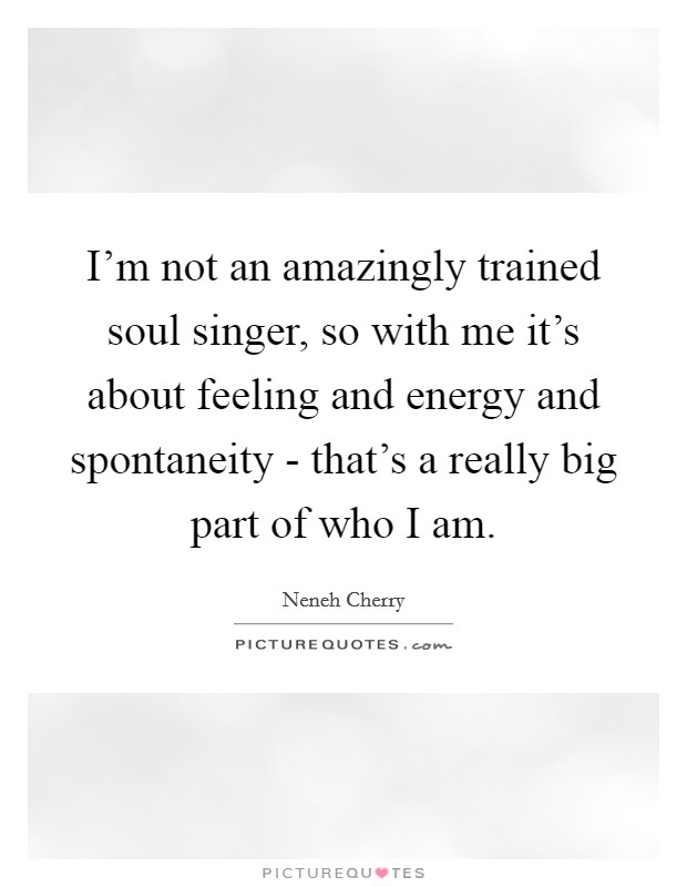 I'm not an amazingly trained soul singer, so with me it's about feeling and energy and spontaneity - that's a really big part of who I am. Picture Quote #1