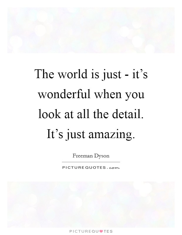 The world is just - it's wonderful when you look at all the detail. It's just amazing. Picture Quote #1