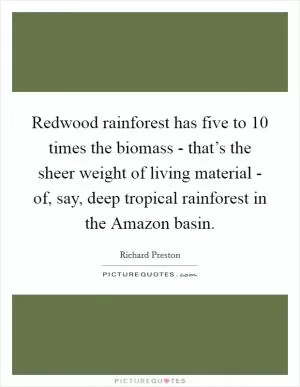 Redwood rainforest has five to 10 times the biomass - that’s the sheer weight of living material - of, say, deep tropical rainforest in the Amazon basin Picture Quote #1