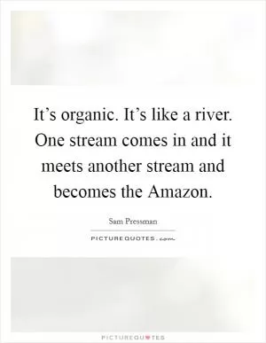 It’s organic. It’s like a river. One stream comes in and it meets another stream and becomes the Amazon Picture Quote #1