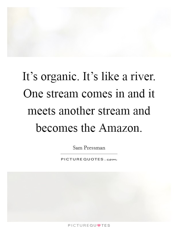 It's organic. It's like a river. One stream comes in and it meets another stream and becomes the Amazon. Picture Quote #1