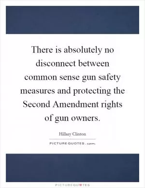There is absolutely no disconnect between common sense gun safety measures and protecting the Second Amendment rights of gun owners Picture Quote #1