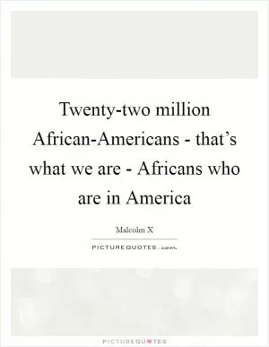 Twenty-two million African-Americans - that’s what we are - Africans who are in America Picture Quote #1