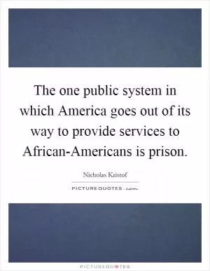 The one public system in which America goes out of its way to provide services to African-Americans is prison Picture Quote #1