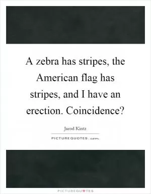 A zebra has stripes, the American flag has stripes, and I have an erection. Coincidence? Picture Quote #1