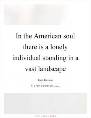 In the American soul there is a lonely individual standing in a vast landscape Picture Quote #1
